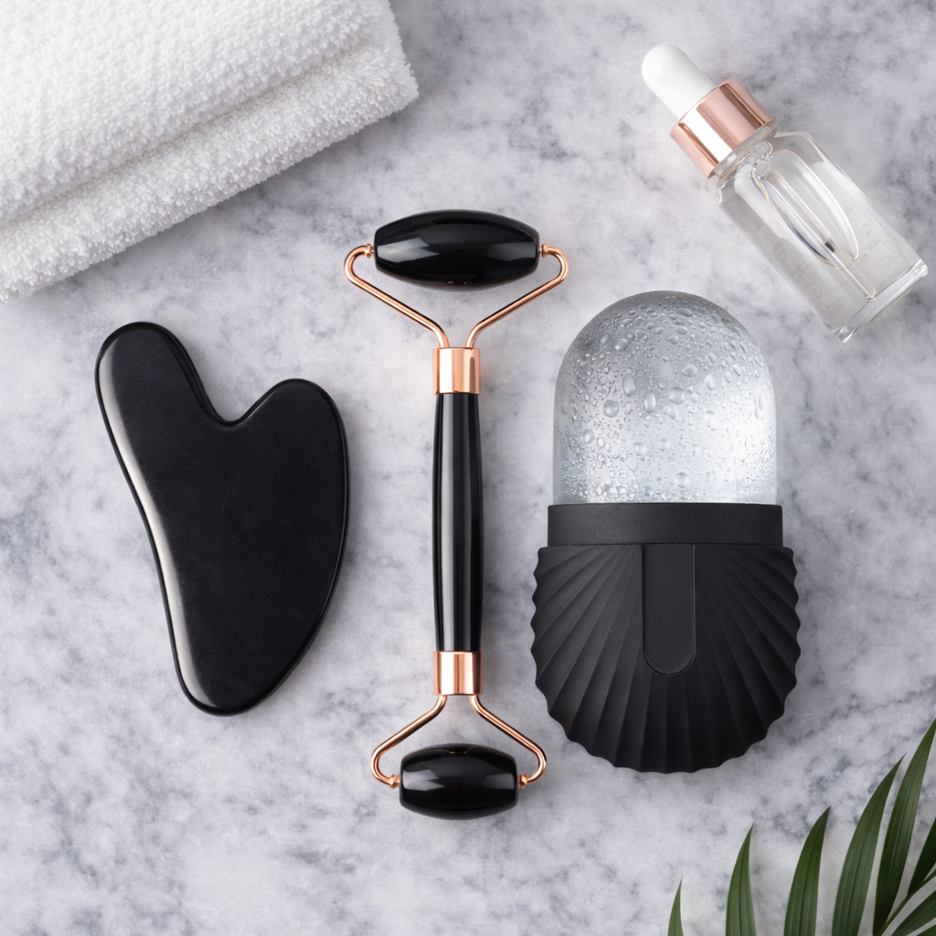 Facial Contouring Ice Roller & Gua Sha Set Makeup art