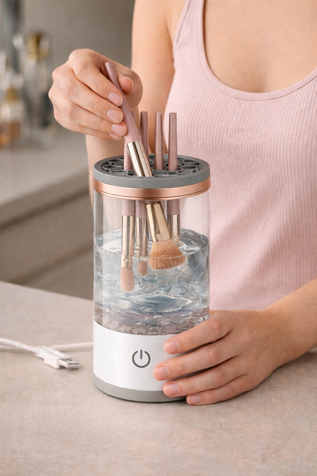 Electric Brush Cleaner Pro: Auto-Wash & Dry in Seconds Makeup art