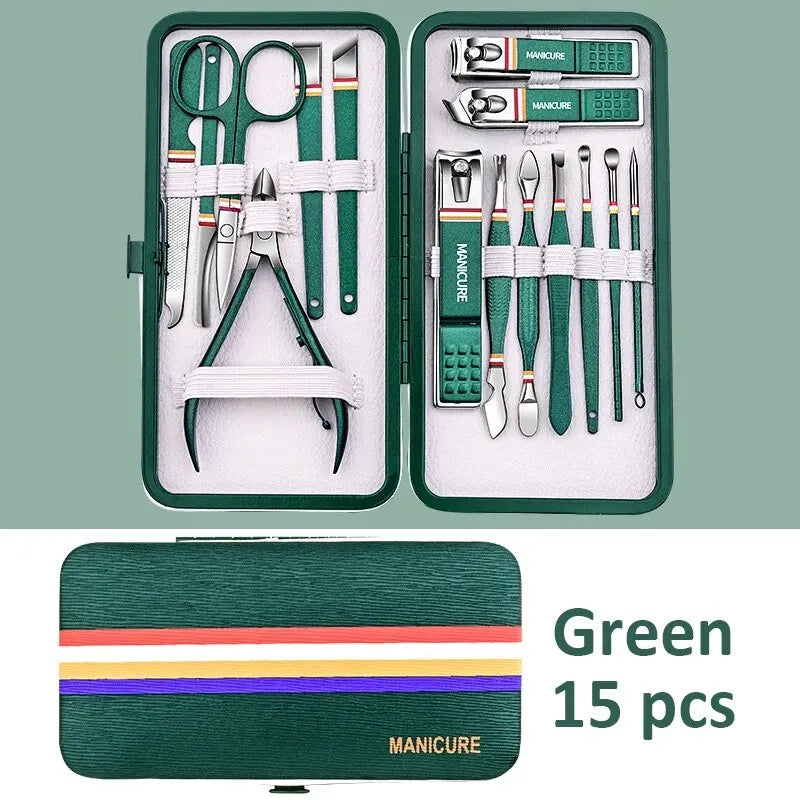 6ā18 PCS Portable Manicure Set ā Blue/Black Grooming Kit.