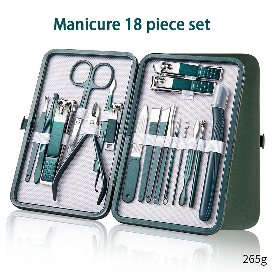 6ā18 PCS Portable Manicure Set ā Blue/Black Grooming Kit.
