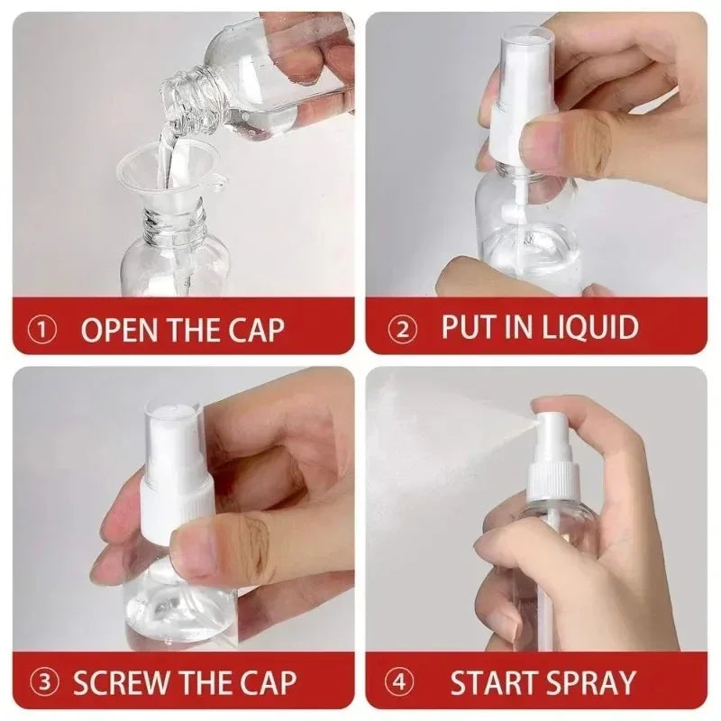 Portable Refillable Plastic Perfume Bottles ā Transparent | 10ml, 30ml, 50ml, 60ml, 100ml.