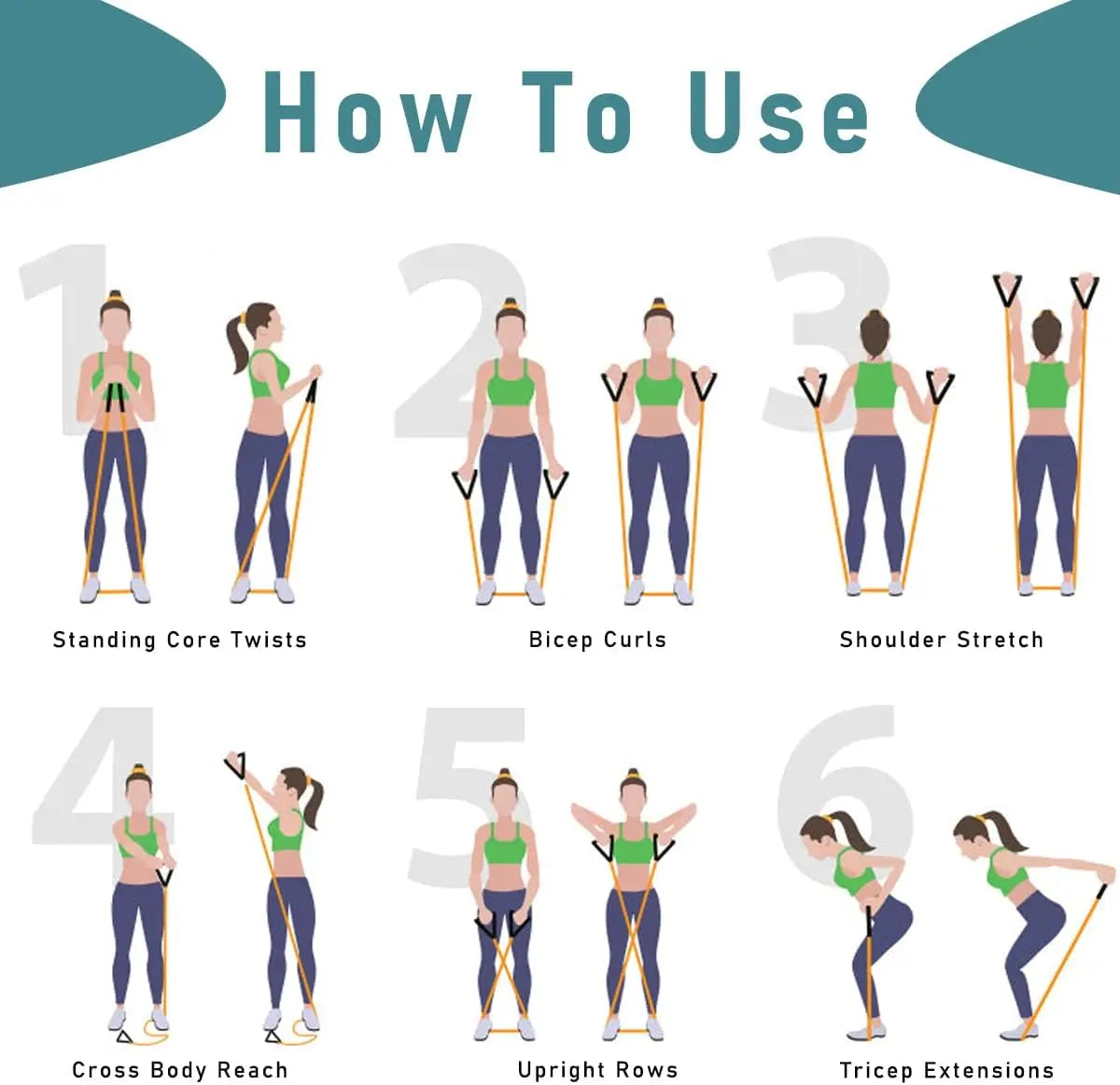5-Level Resistance Tube Bands with Handles