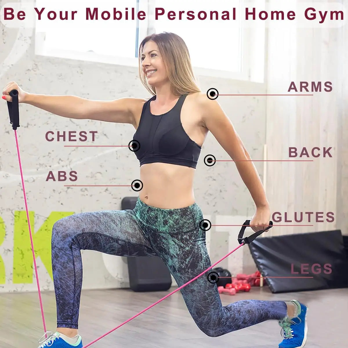 5-Level Resistance Tube Bands with Handles