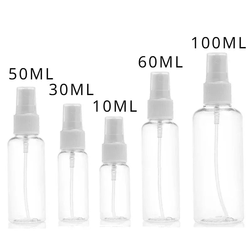 Portable Refillable Plastic Perfume Bottles ā Transparent | 10ml, 30ml, 50ml, 60ml, 100ml.