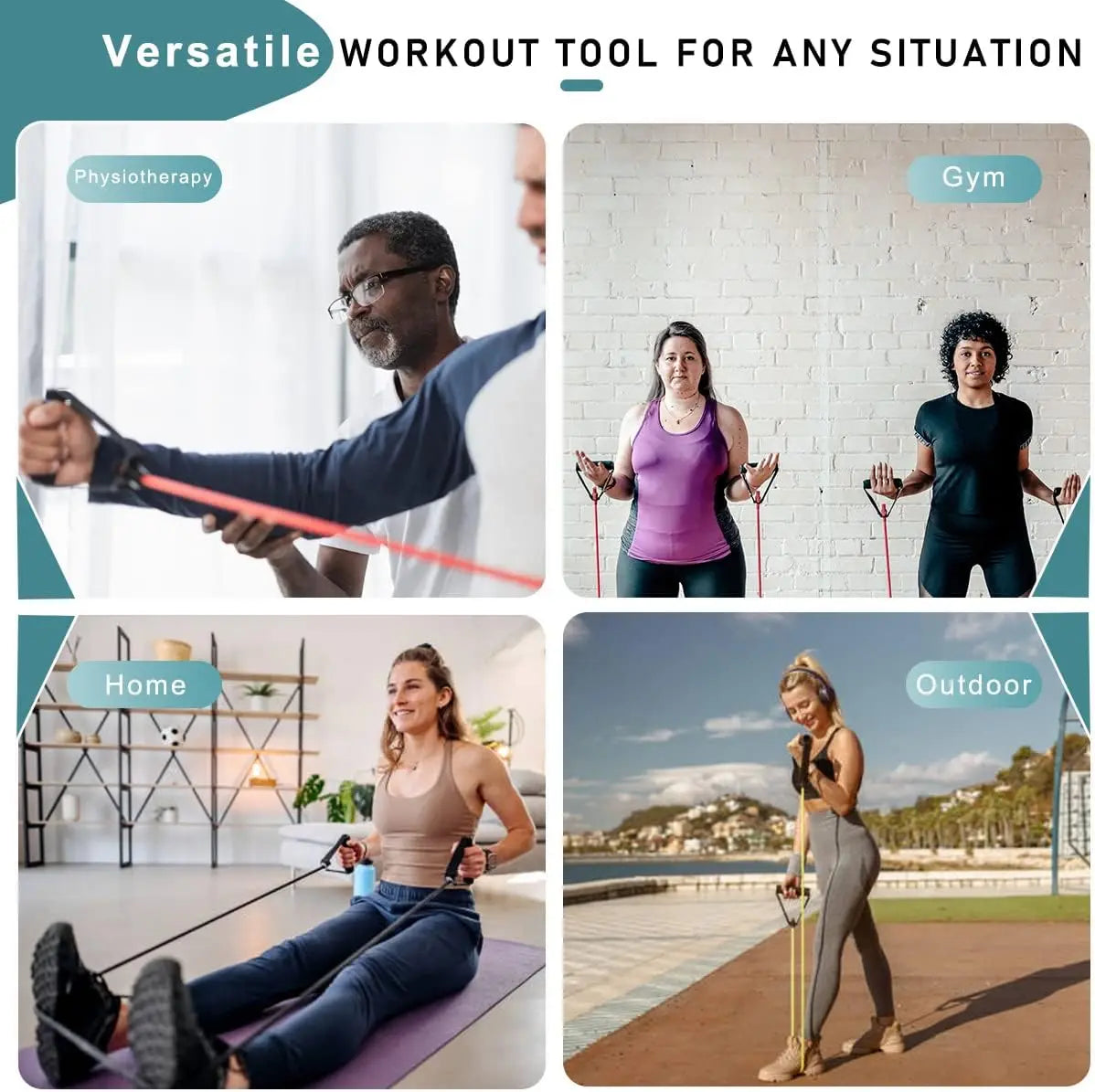 5-Level Resistance Tube Bands with Handles