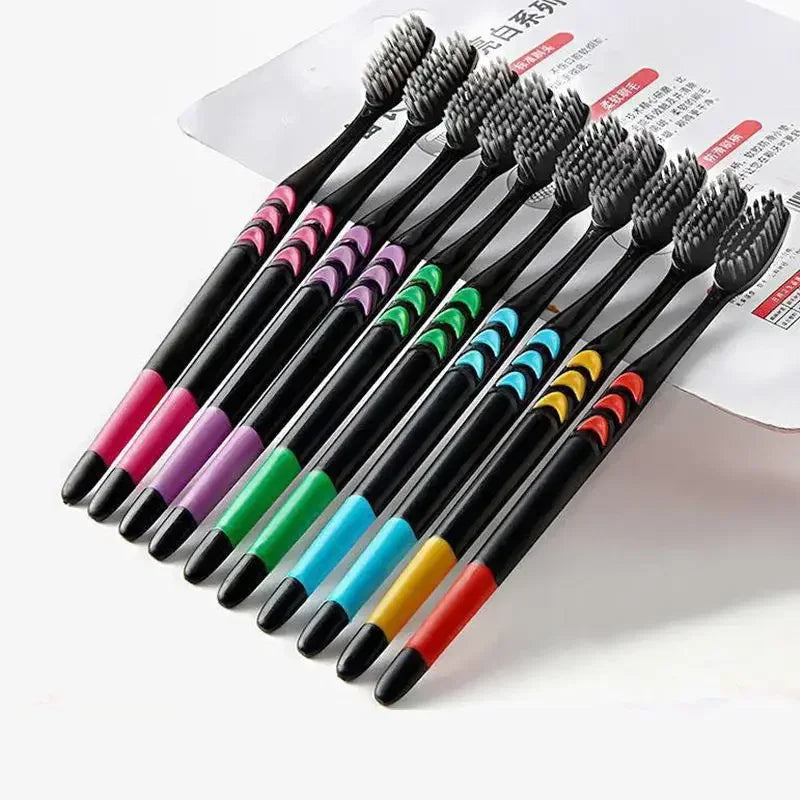 Soft Bristle Bamboo Charcoal Toothbrush – 10 Pack