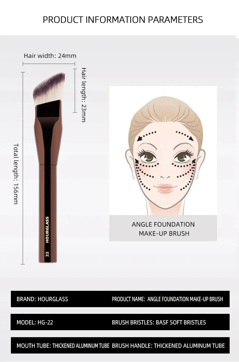 HOURGLASS Angled Liquid Foundation Brushes Foundation Cream Brush Blush Brush Base Make Up Tool-022 Makeup art