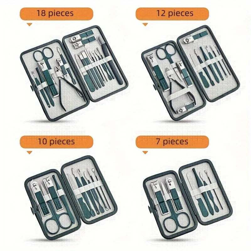 Professional Nail Care Kit β 7/10/12/18 Pcs with Travel Case.