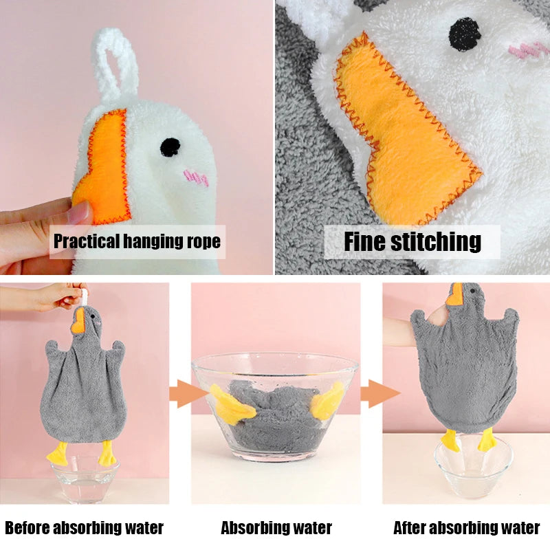 1PC Cartoon Goose Hanging Hand Towel.