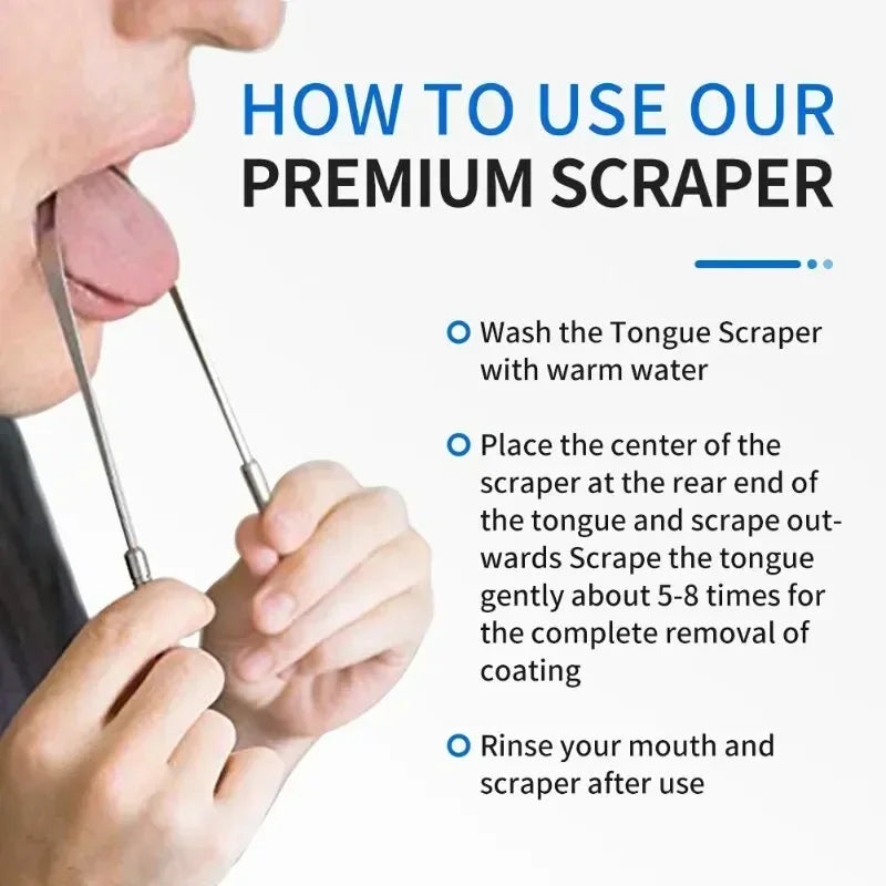 Stainless Steel U-Shaped Tongue Scraper.