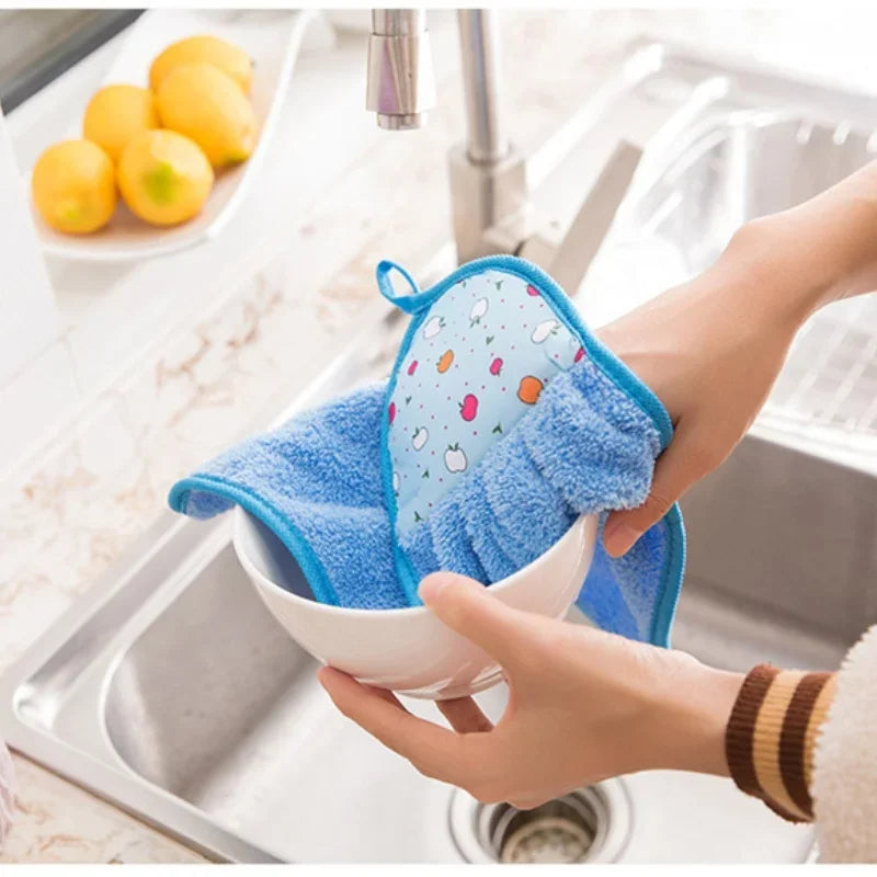 4PCS Coral Velvet Hand & Dish Towels