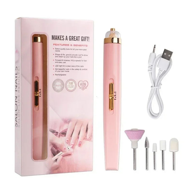 Electric Nail Drill ā Portable Polisher with Light & Carry Bag.