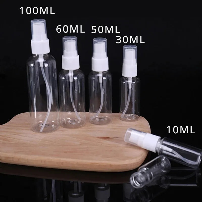 Portable Refillable Plastic Perfume Bottles ā Transparent | 10ml, 30ml, 50ml, 60ml, 100ml.