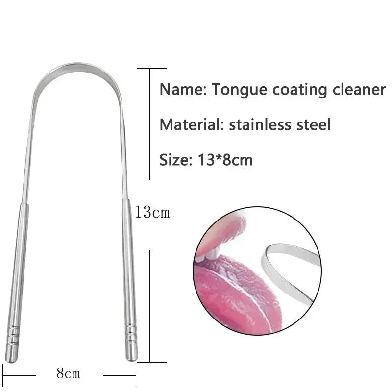 Stainless Steel U-Shaped Tongue Scraper.