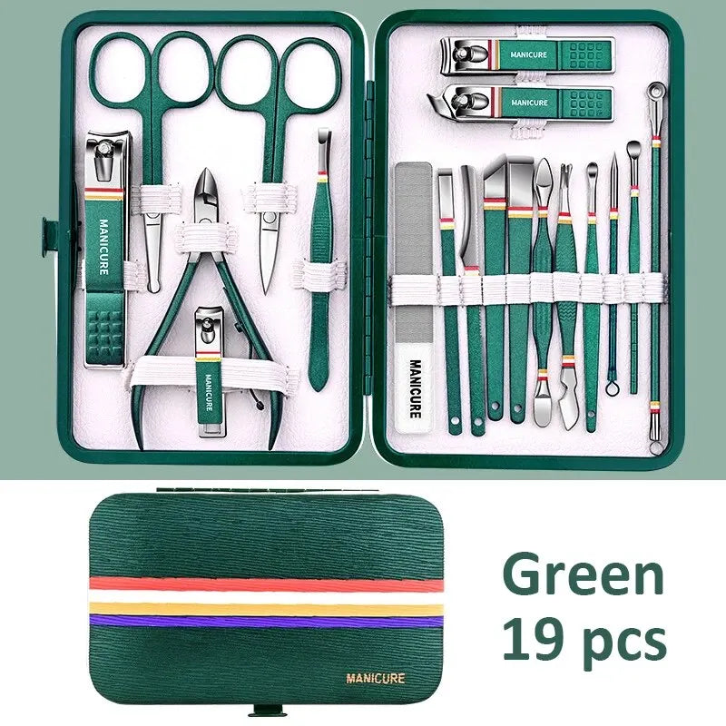 6ā18 PCS Portable Manicure Set ā Blue/Black Grooming Kit.