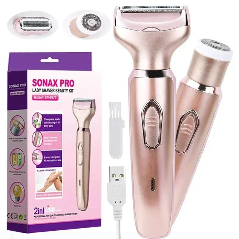 2 In 1 portable Electric Haircut Trimmer epilator woman facial intimate area for body hair removal Sex Shaver Bikini Pubic Rosor Makeup art