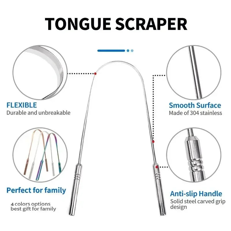 Stainless Steel U-Shaped Tongue Scraper.
