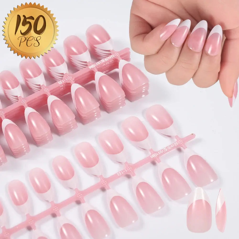 100Pcs Light Pink Press on Nails Short Medium Square Wearable Fake Nails Tips 10 sizes Full Cover False Nails Finger Decoration Makeup art