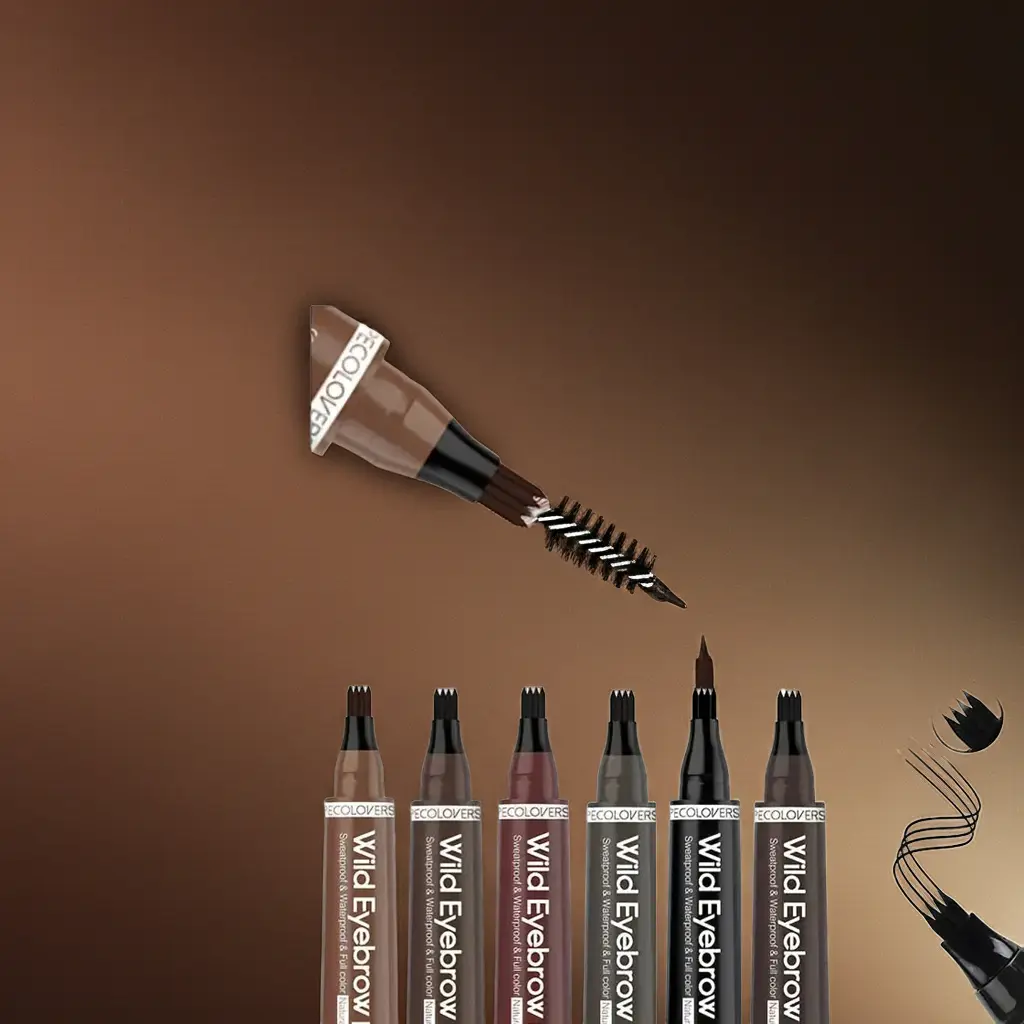 Pecolovers Wild Eyebrow Pen – Grey Brown, 4-Fork Tip Makeup art