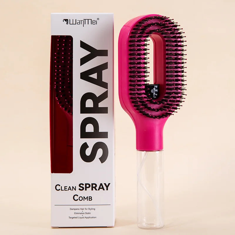2-in-1 Spray Comb & Scalp Massage Brush | Detangling Hairbrush with Mist Spray Bottle Makeup Art