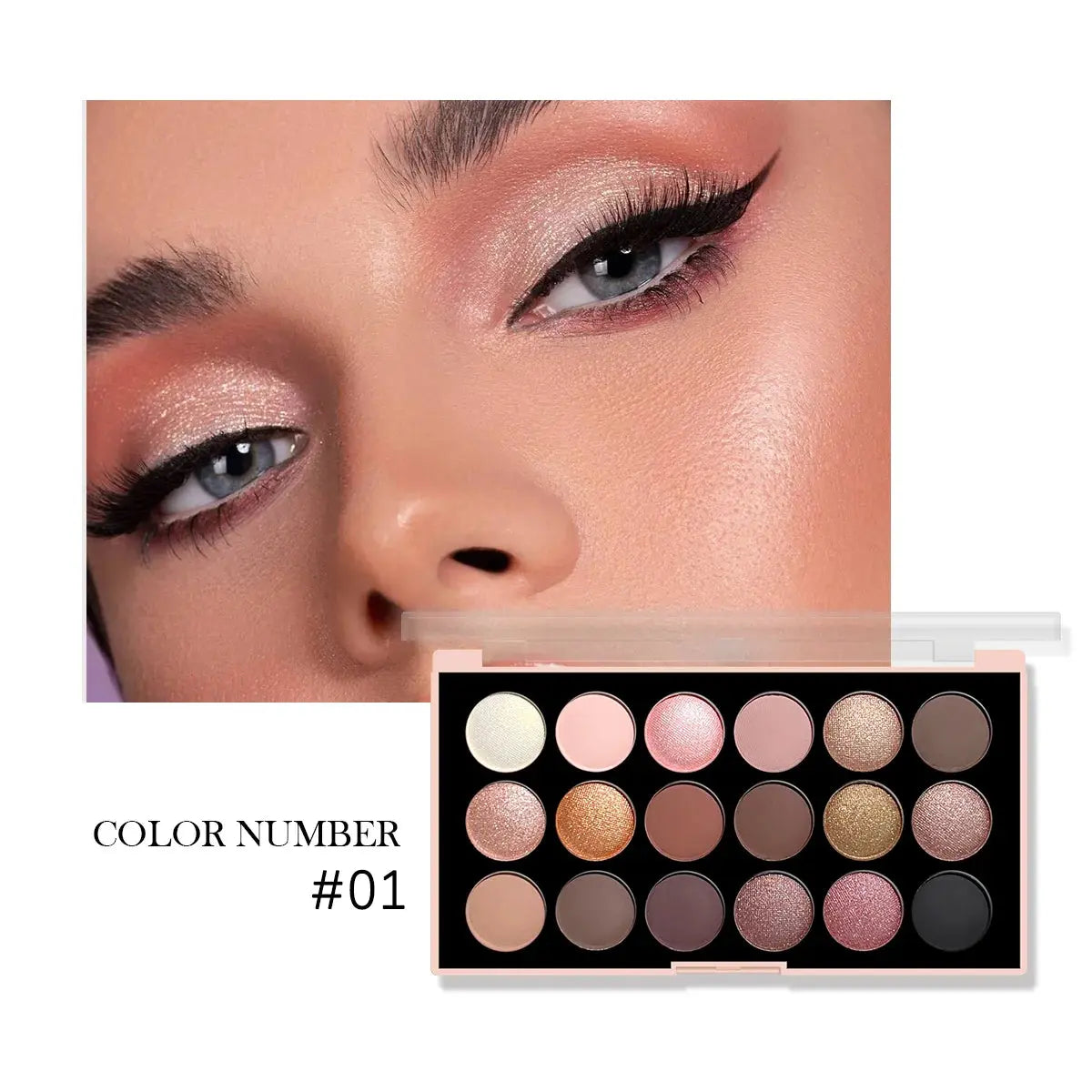 18-Color Eyeshadow Palette – Pearlescent, Matte, Fine Shimmer, Glitter, Earth Tones, Long-Lasting, High-Performance Makeup art