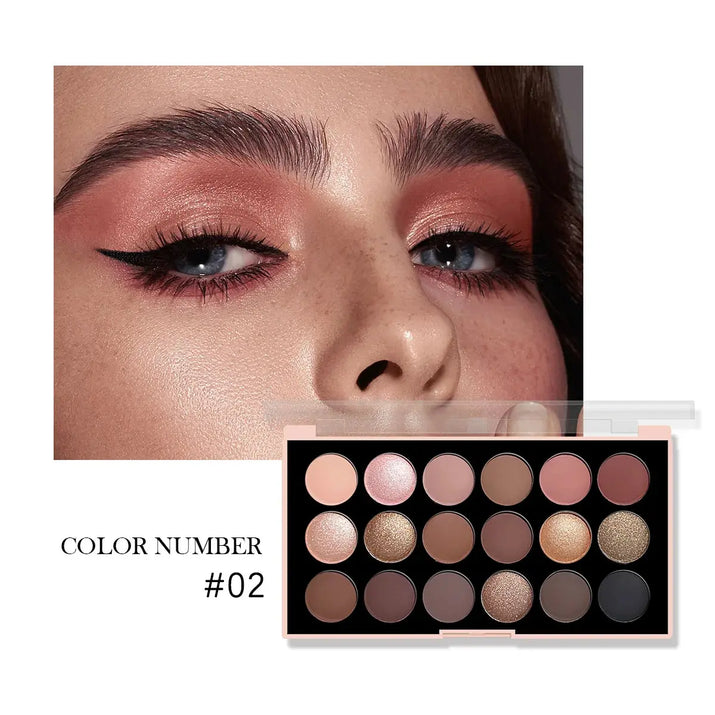 18-Color Eyeshadow Palette – Pearlescent, Matte, Fine Shimmer, Glitter, Earth Tones, Long-Lasting, High-Performance Makeup art