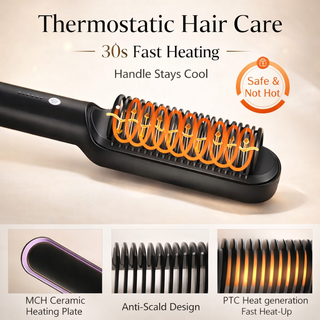 Hair Straightener Brush - Fast Heating Styling Comb Makeup art