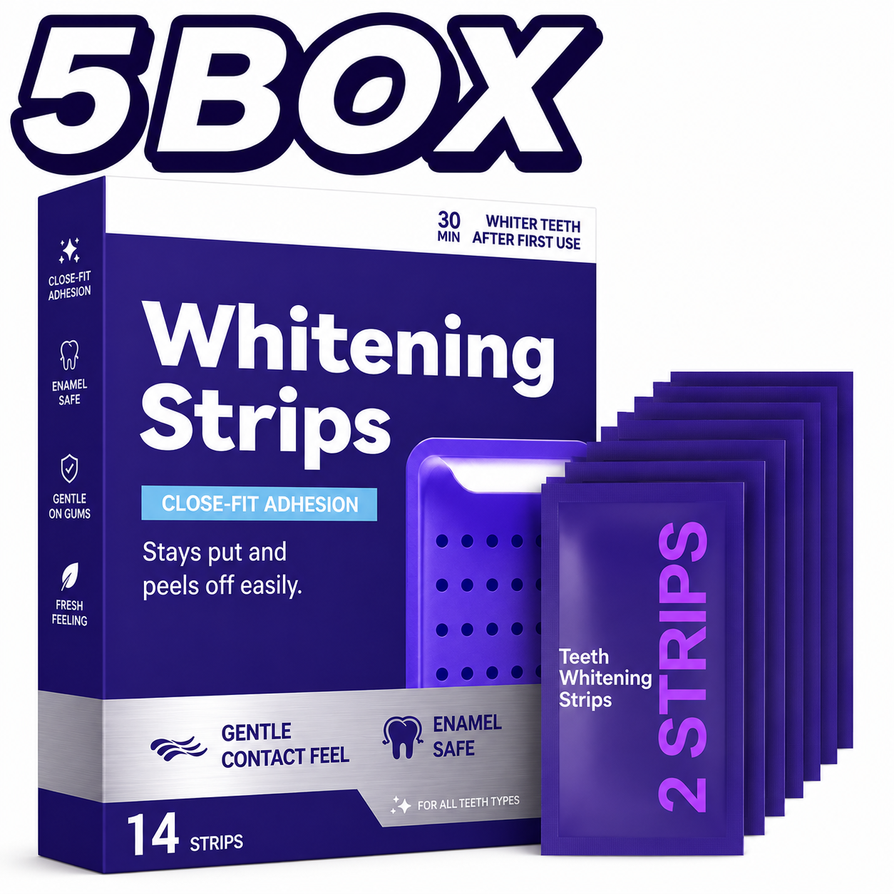 Purple Teeth Whitening Strips | Mint Flavour — 30 Min Results