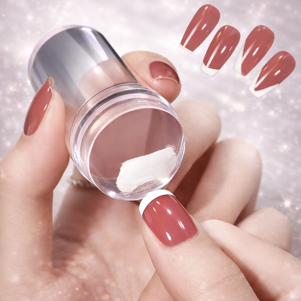 Instant French Manicure Stamper: Soft Jelly Silicone Kit Makeup art