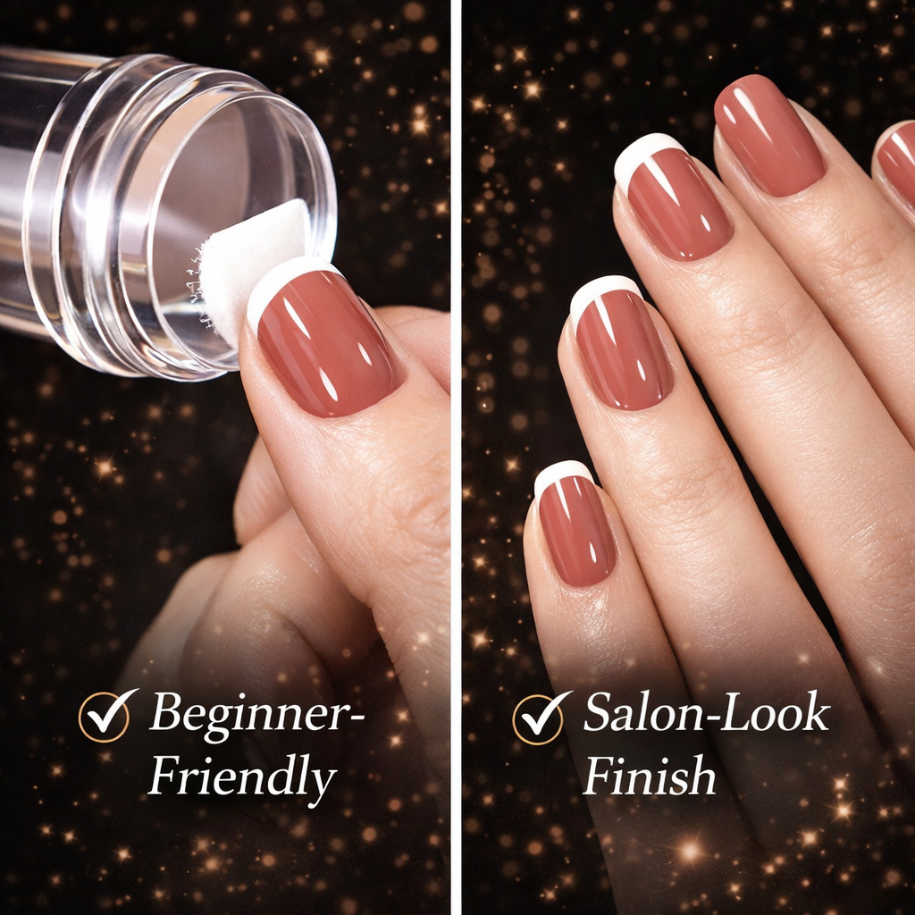 Instant French Manicure Stamper: Soft Jelly Silicone Kit Makeup art