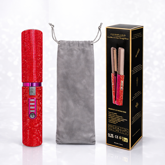 Electric Hair Straightener & Curler Brush | Cordless Diamond Design Styling Tool Makeup Art