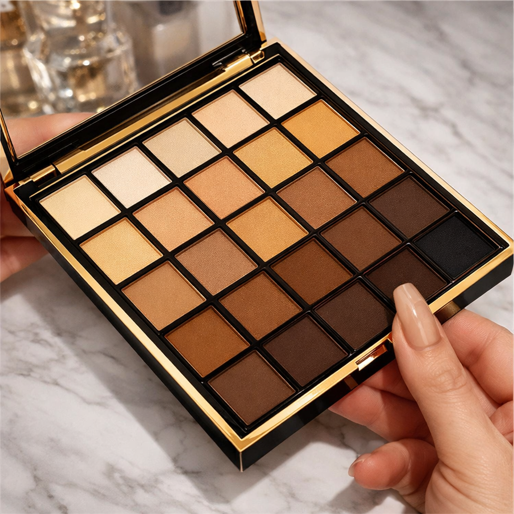 25-Color Eyeshadow Palette - Matte & Shimmer Nudes Makeup art
