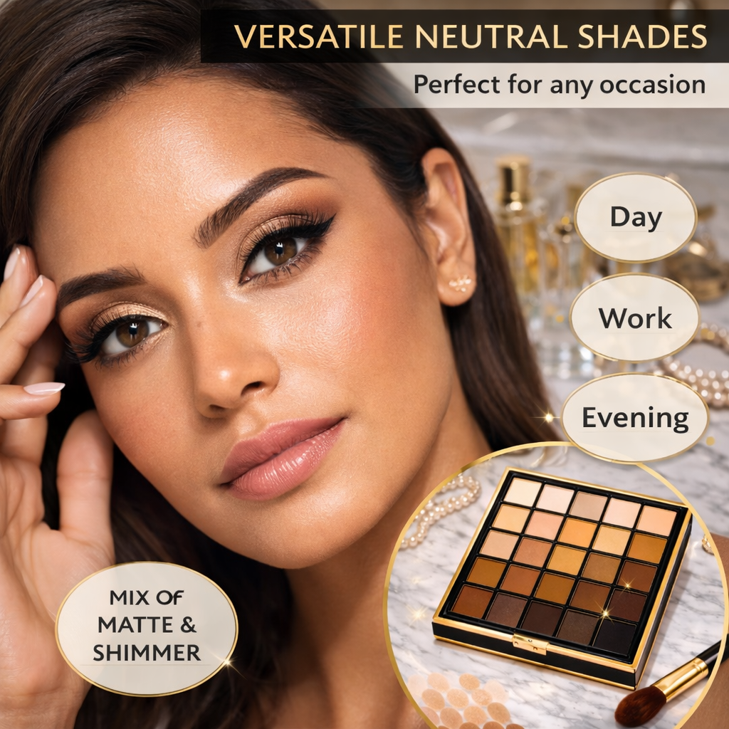 25-Color Eyeshadow Palette - Matte & Shimmer Nudes Makeup art