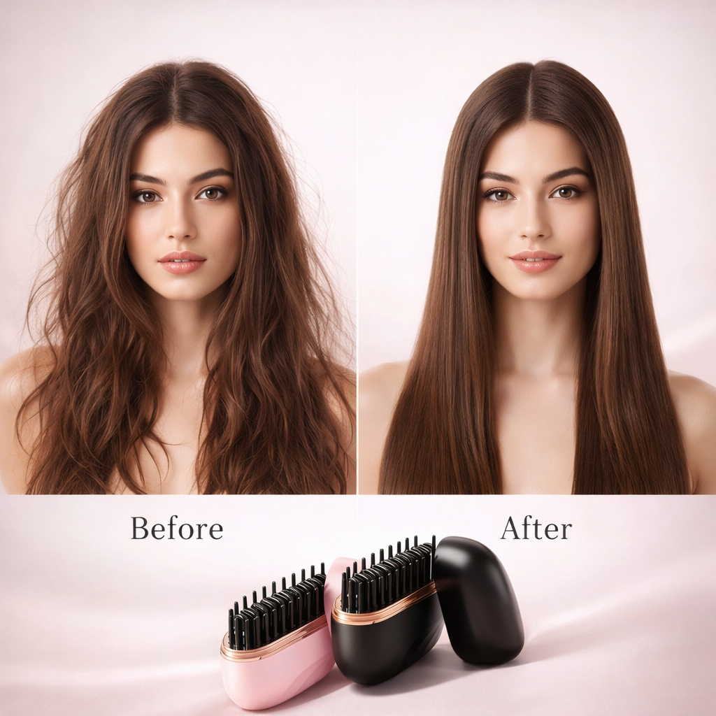 Cordless Electric Hair Straightening Brush Makeup art