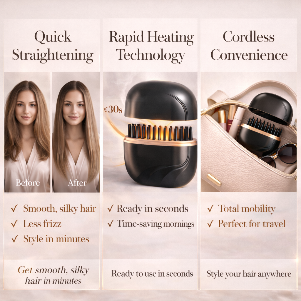 Cordless Electric Hair Straightening Brush Makeup art