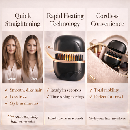 Cordless Electric Hair Straightening Brush Makeup art
