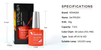 VENALISA 7.5ml Nail Gel Polish VIP5 HEMA Free Semi Permanent Soak off UV LED Nail Gel Varnish Full Coverage Nail Gel Lacquer Makeup art