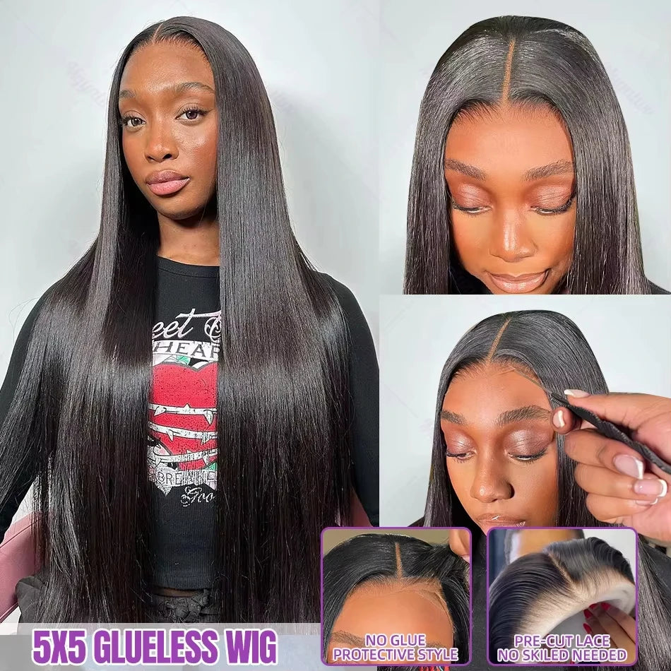 Glueless Bone Straight 4X4 Hd Lace Frontal Wig 13X6 13X4 Black Lace Front Wig Human Hair 5x5 Natural Brazilian Transparent Wigs Makeup art