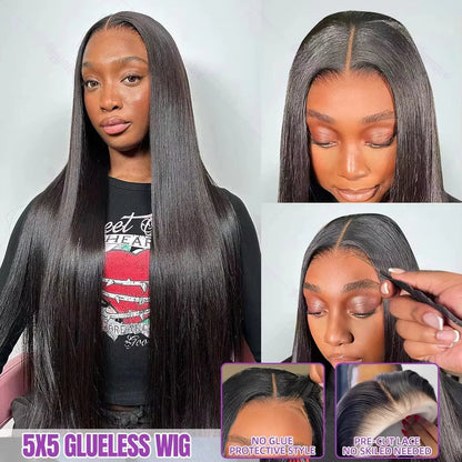 Glueless Bone Straight 4X4 Hd Lace Frontal Wig 13X6 13X4 Black Lace Front Wig Human Hair 5x5 Natural Brazilian Transparent Wigs Makeup art