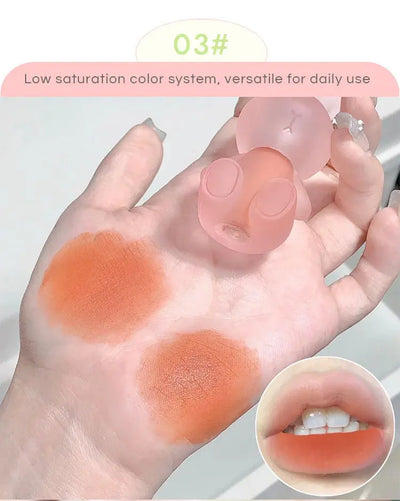 Gege Bear Rabbit Lip Glaze, Matte Velvet Lip Clay Long-lasting Color Non-drying Lipstick Makeup art