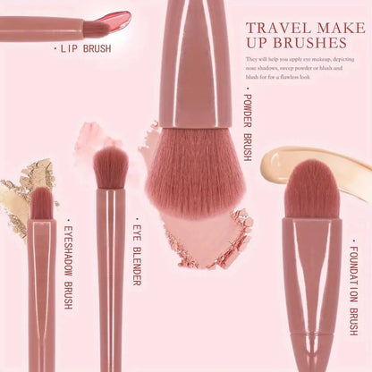 Travel Makeup Brush Set, 5-Piece Professional Mini Makeup Brush Set, Multiple Brush Heads, Compact And Portable, With Storage Bo Makeup art