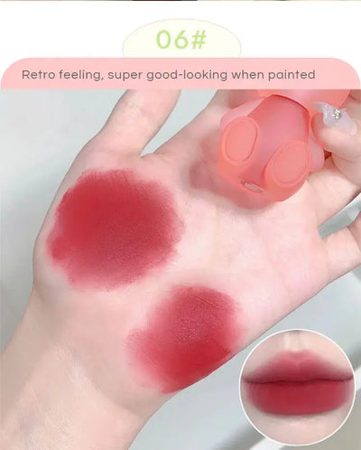 Gege Bear Rabbit Lip Glaze, Matte Velvet Lip Clay Long-lasting Color Non-drying Lipstick Makeup art