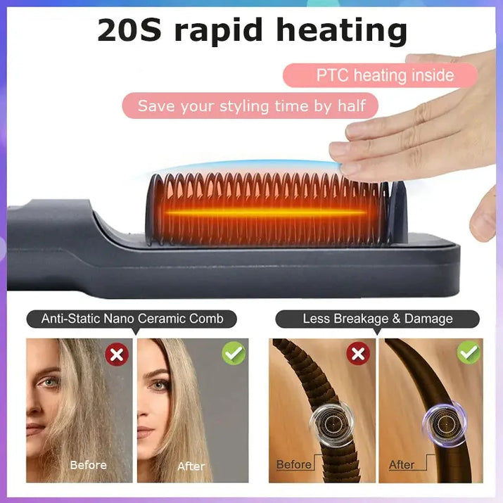 Electric Hot Comb Multifunctional Straight Hair Straightener Comb Negative Ion Anti-Scalding Styling Tool Straightening Brush Makeup art