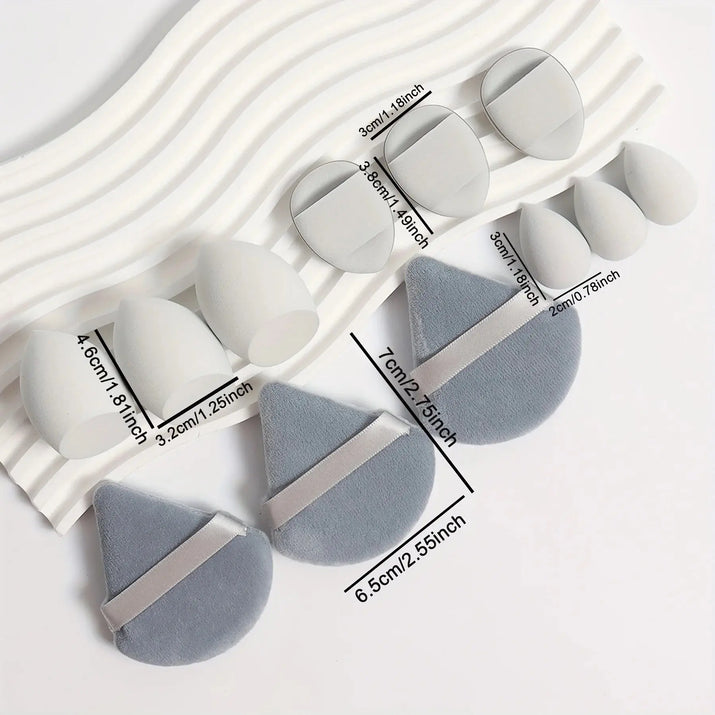 12-Piece All-Purpose Makeup Sponge Set, Made of 3 Loose Powder Puffs, 3 Mini Air Cushion Puffs, 3 Beauty Eggs and 3 Mini Beauty Makeup art