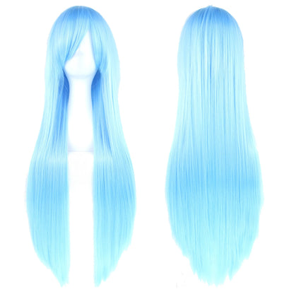 Soowee 80cm Long Synthetic Hair White Purple Cosplay Wigs Party Black Hair Straight Wig Hairpiece for Women Makeup art