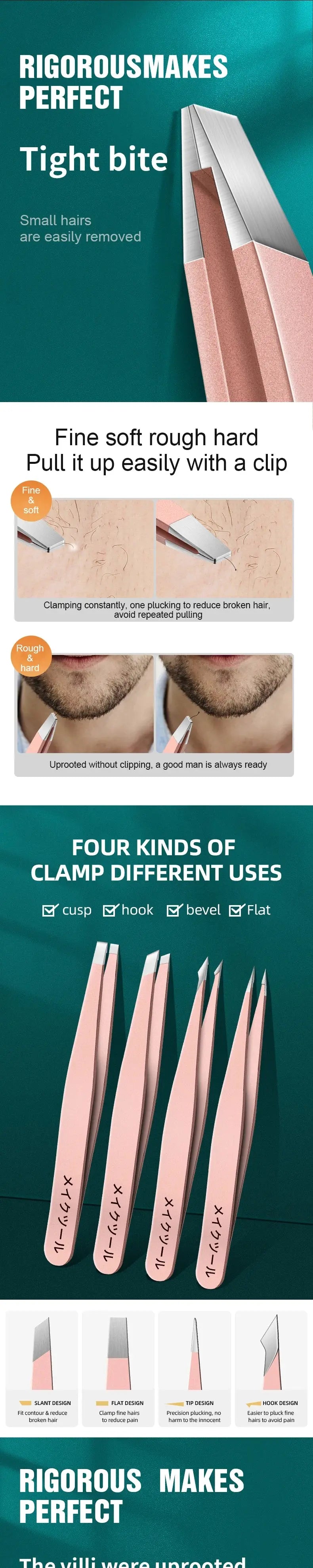 Ouriner Eyebrow Tweezers Set 4 Pcs Stainless Steel Eyebrow Forceps Professional Beauty Tool Set For Facial Hair Inward Growing Makeup art