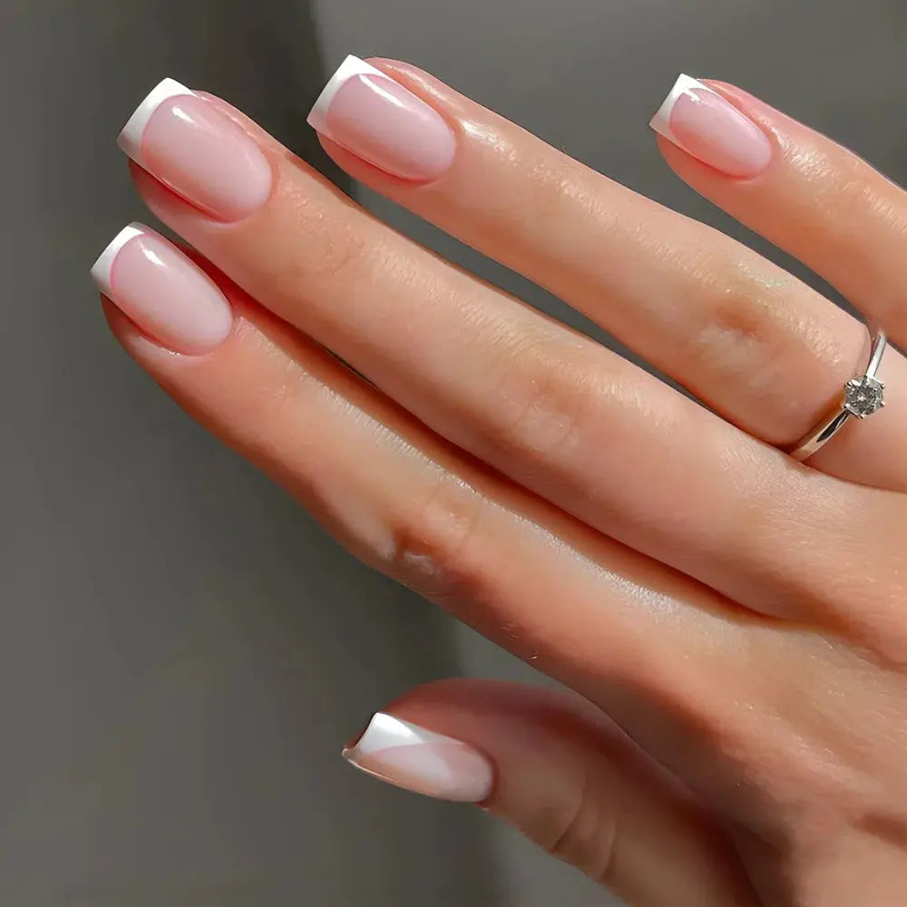 24Pcs French Fake Nails Wearable Burgundy Red Nails Simple Press on False Nails with Glue Short Square Full Cover Manicure Tip Makeup art