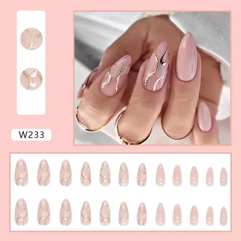 Gilt French 24 Pcs Press on Nails Pink Gradient Fake Nails Glossy Artificial Finger Manicure Reusable False Nails for Women Makeup art