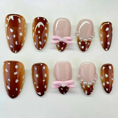 24Pcs Pink French Style Fake Nails 3D Bowknot Designs Short Square Press on Nails Sweet Korean Fashion False Nail for Women Girl Makeup art