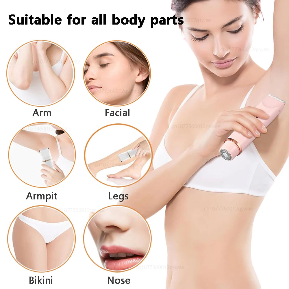Dual-Head Electric Bikini Trimmer & Body Shaver — Waterproof, Painless, Rechargeable